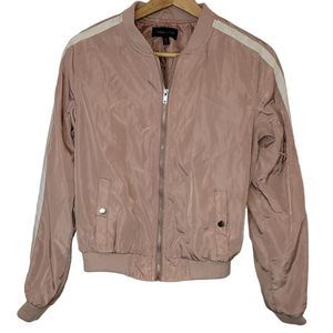 New Look Women's Pink & White Bomber Jacket Size Medium